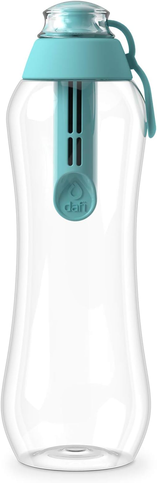 DafiSport Water Bottle with Filter Mint | 24 oz | Personal Reusable Water Bottle, Backpacking Filter Replacement, tap Water Straw Purifier, Water for Travel | Made in Europe