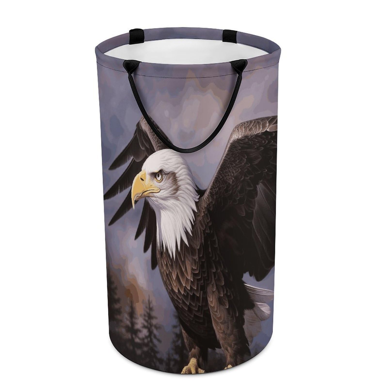 Bald Eagle Laundry Hamper Waterproof Polyester Laundry Baskets Collapsible Dirty Clothes Storage Basket Clothes Hampers with Sturdy Handles for Travel Bedroom