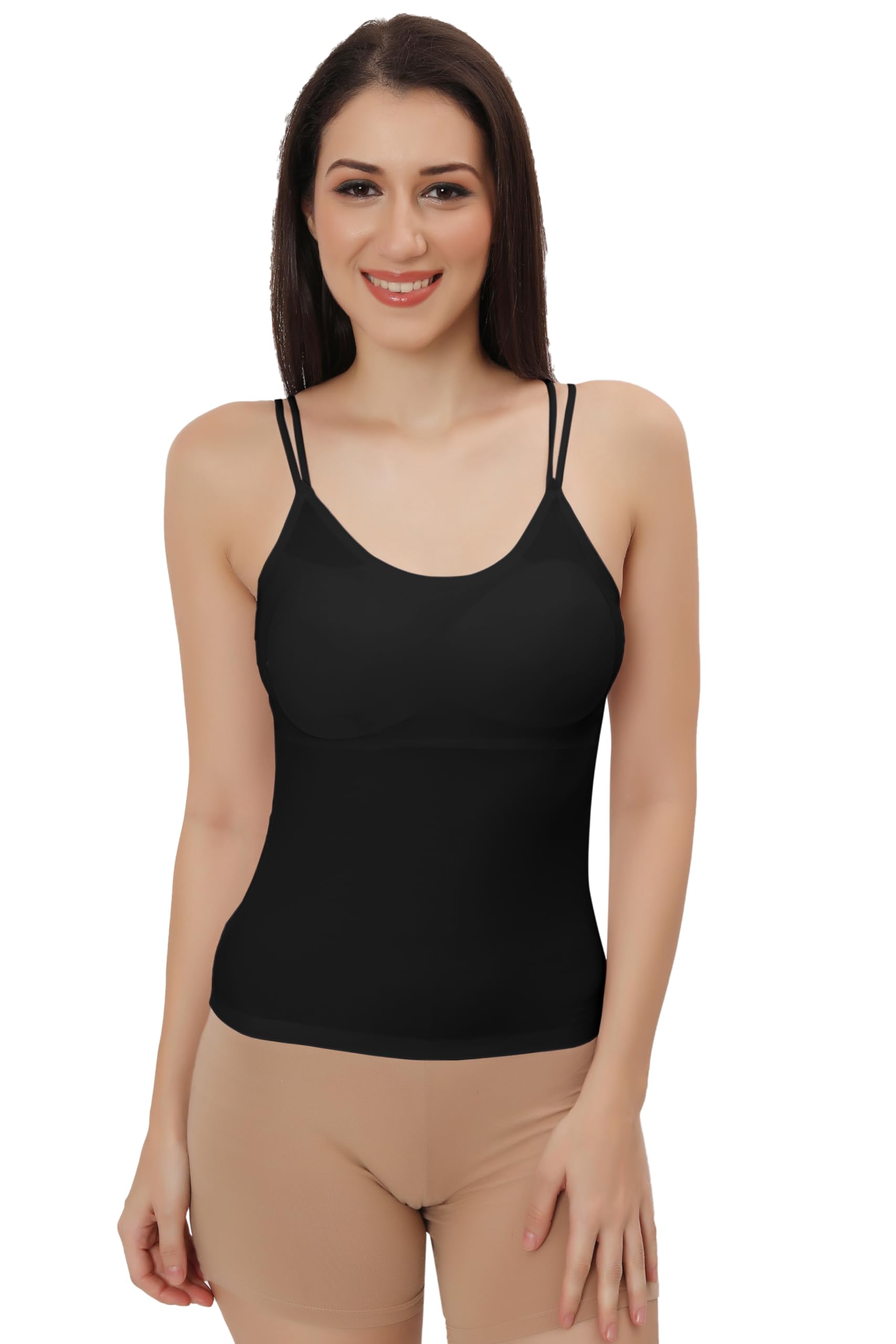 fabluk Silk Smooth Full Camisole/Spaghetti- Padded, Wire-Free, Quick Dry, Body Fit Design, Comfy & Flexible in Many Colours (Free Size)-picture-24