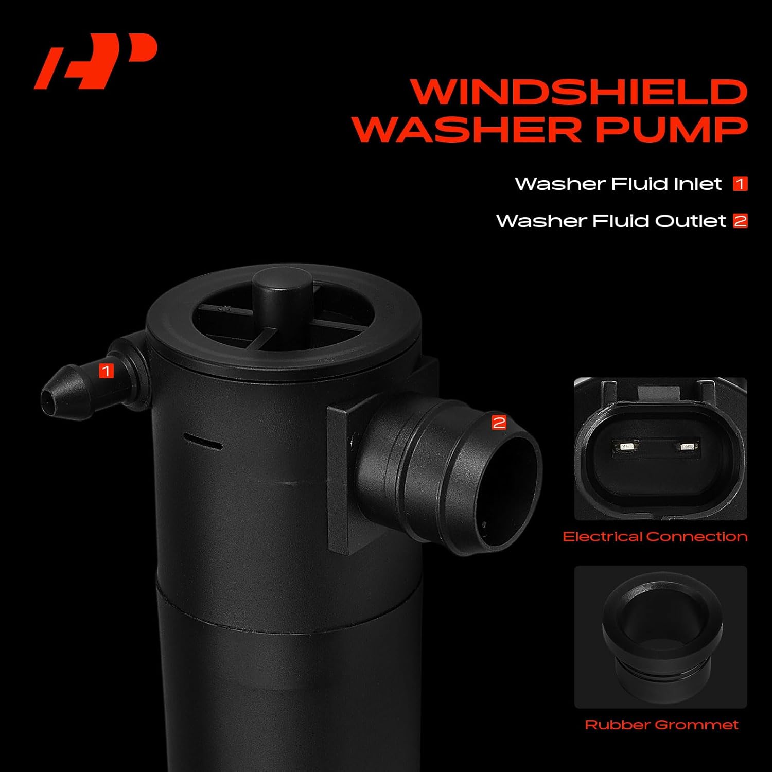 A-Premium Front or Rear Windshield Washer Pump Compatible with Nissan Altima 2007-2013, Rogue 2014-2016, Versa 2007-2011, Maxima 2009-2014, NV200 2013-2018