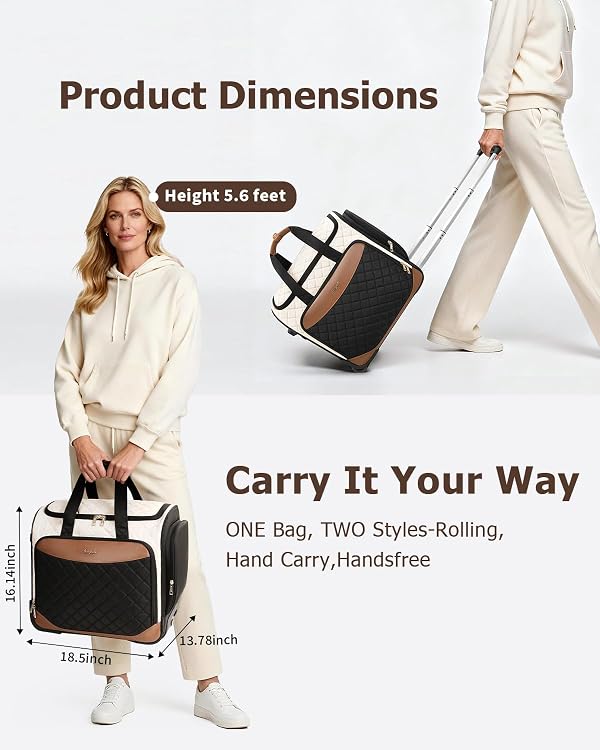 Arcoyard Sewing Machine Case with Wheels, Rolling Sewing Machine Carrying Case with Removable Bottom Pad & 2 Packing Cubes Storage, No Installation Required, Compatible with Singer, Brother, Brown by Arcoyard - Image 3