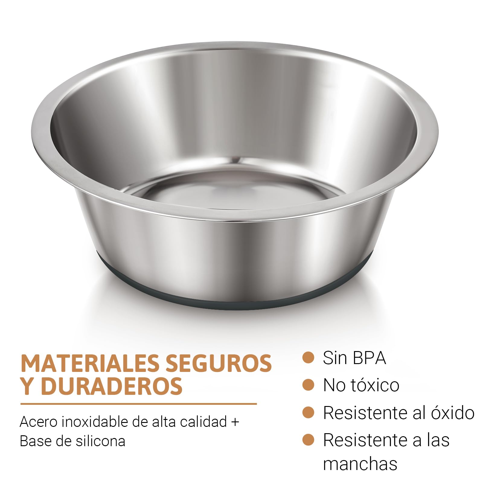 PEGGY11 Cuencos para Perros de Acero Inoxidable, Antideslizantes, Parte Inferior de Goma, Grado Alimenticio, Sin BPA, Aptos para Lavavajillas, Fáciles de Limpiar, 3,8L, 2 Paquetes