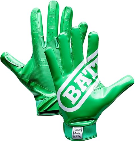 Miniatura 10 de Battle Double Threat Guantes de fútbol, guantes receptores de palma pegajosa ultra adherentes, guantes receptores de estilo profesional, para