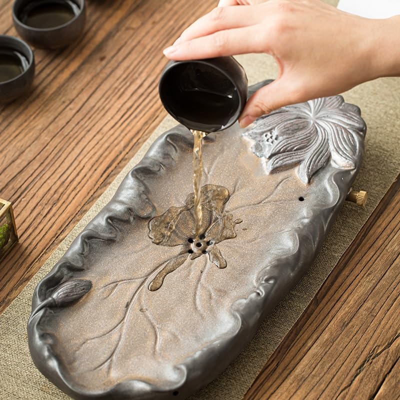 Bandeja De Té Bandeja de té Bandeja Retro Sala de té Oficina Hogar Recepción Drenaje Almacenamiento de Agua Mesa de té Bandeja de té, Mesa de café de Oficina Bandeja de té Bandeja Decorativa