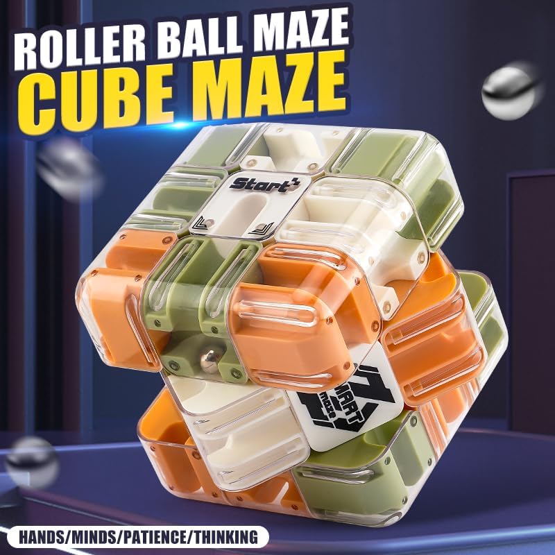 Large 3D Labyrinth Cube Puzzle, 3D Magic Cube Maze Ball Puzzle, Spatial Awareness Brain Training Toy for Stress Relief & Logic Development, Educational Focus Game Gift for Adults Teens