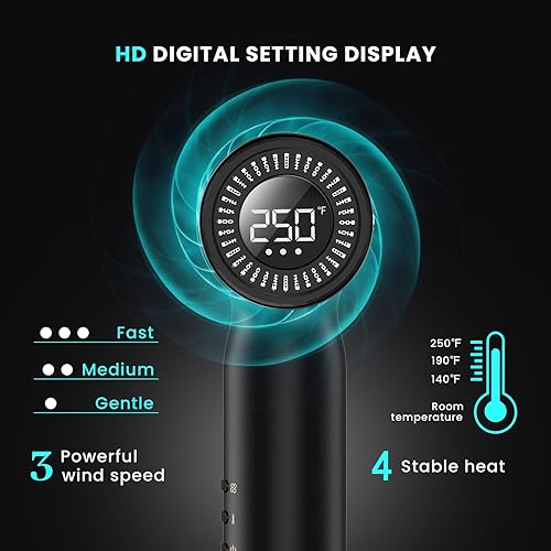 Miniatura 5 de Hair Dryer with Diffuser: Professional High Speed Quiet Ionic Blow Dryer - Intelligent Heat Control - Lightweight Portable Travel & Home for Women &