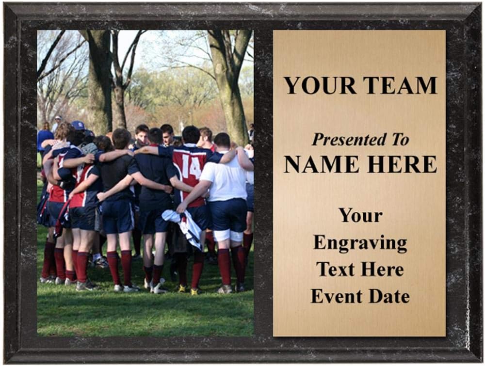 Crown Awards 12 x 9 Black Marbleized Horizontal Team Photo Plaque Award, Coach Appreciation Gifts Prime
