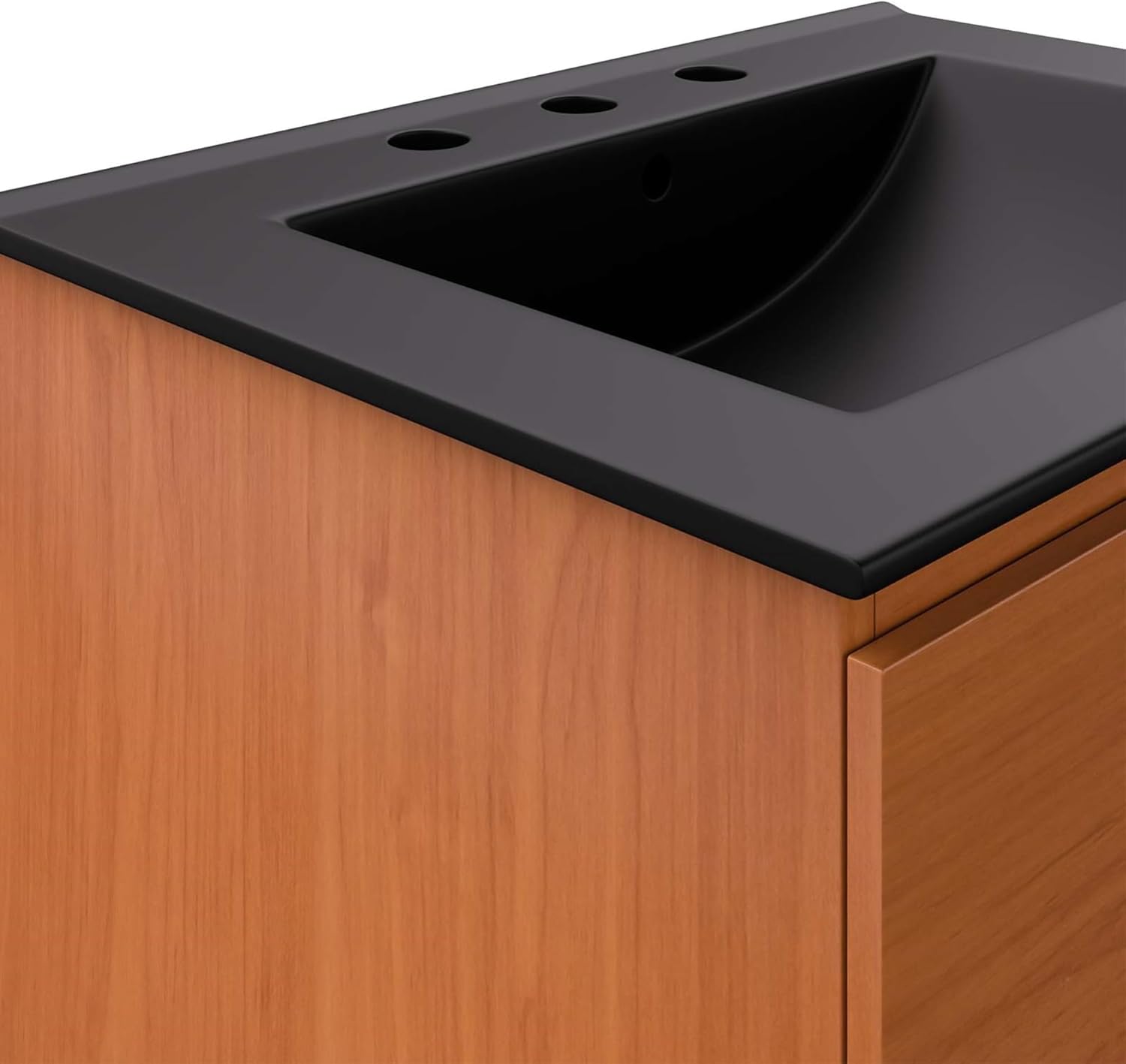 Ergode Scenic 24 Wall-Mount Bathroom Vanity Cabinet with Melamine Construction, Wood Grain Finish, and Full-Extension Drawers-Modern Style and Ample Storage Space-Assembly Required