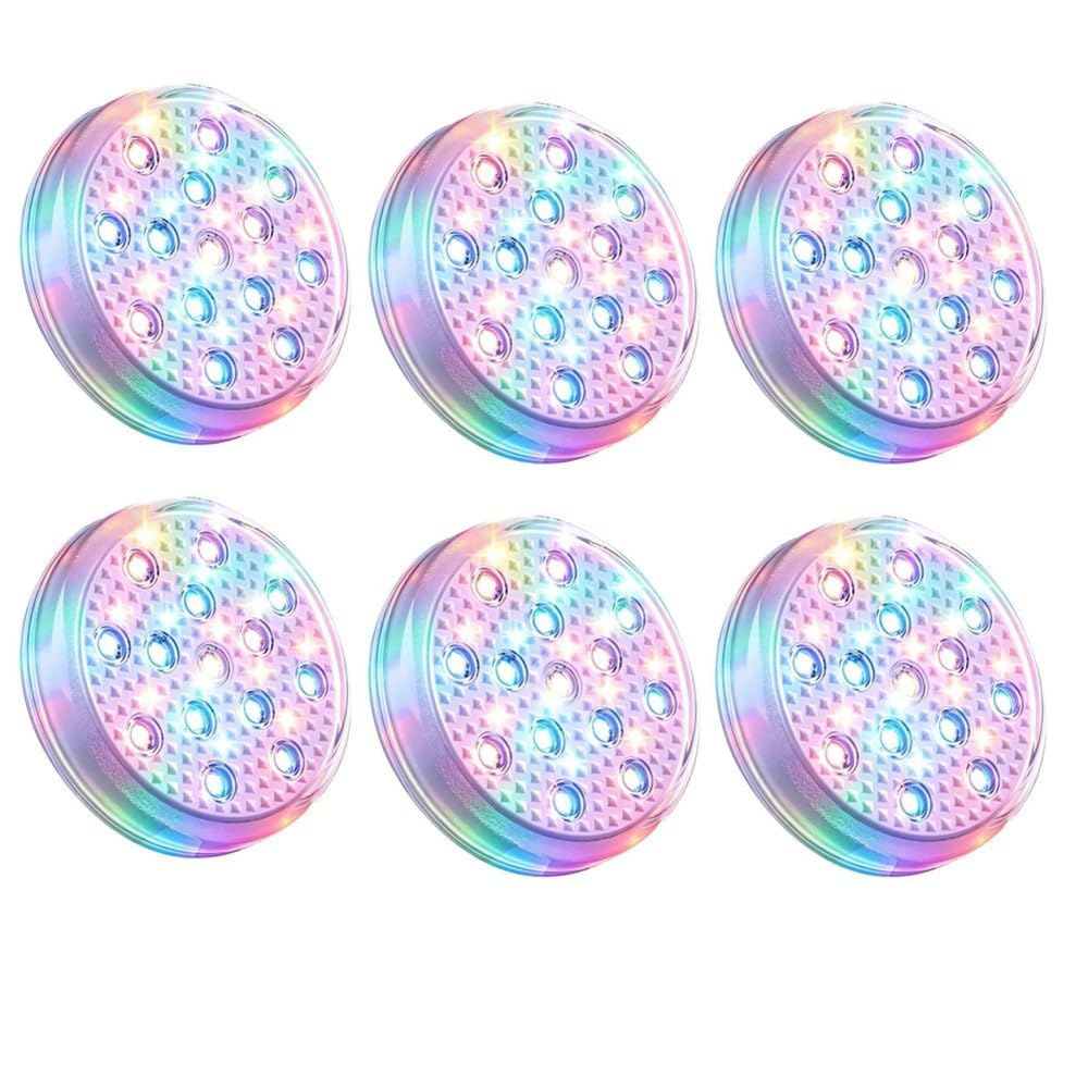 Aundhegrtt 6PCS Rechargeable Underwater Submersible Pool Lights 6PCS Color Changing Led Floating Lights with Remote IP68 Waterproof for Pond Pool Aquarium