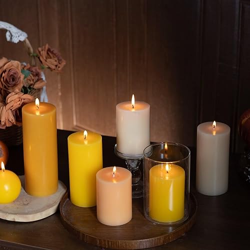 Miniatura 65 de MOZEAL Velas de pilar extra grandes de color borgoña de 4" x 10" (juego de 2), sin perfume, sin goteo, sin humo, de larga combustión limpia, velas