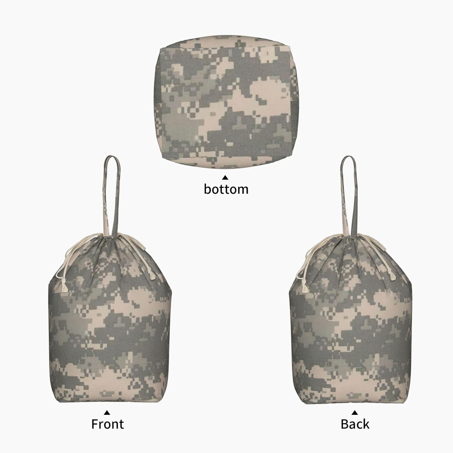 Oxford Army Digital Camouflage Print Large-capacity drawstring laundry bag with Handles for Dorm,Hotel