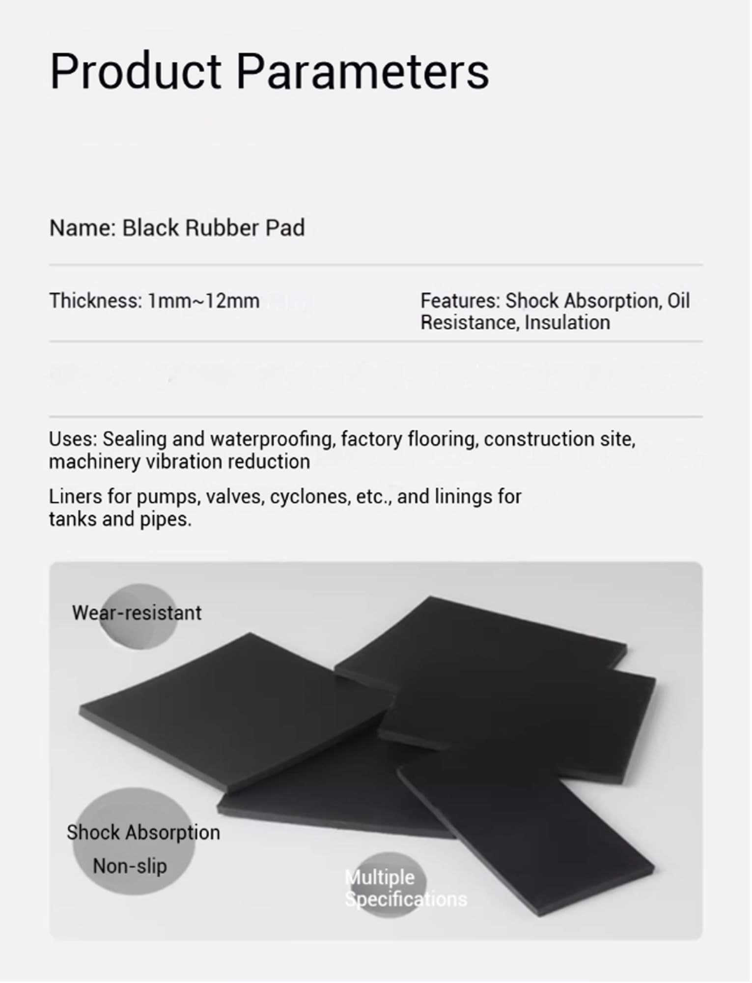 Tapete aislante de goma, tapete de seguridad de voltaje for pisos, lámina aislante de caucho for subestaciones/salas de distribución, tapete resistente for cuadros de distribución (negro)(100cm,0.2cm)