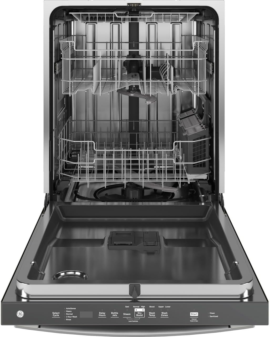 GE 24 in. Fingerprint Resistant Stainless Top Control Built-in Tall Tub Dishwasher with 3rd Rack, Bottle Jets, 45 dBA