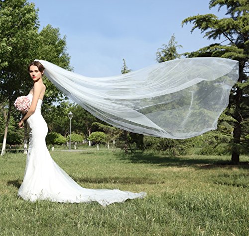 BEAUTELICATE Sluier bruidssluier bruidssluier bruidssluier bruidssluier wit ivoor lang kort ellebooglang met metalen kam 1 laag V67 - Image 7