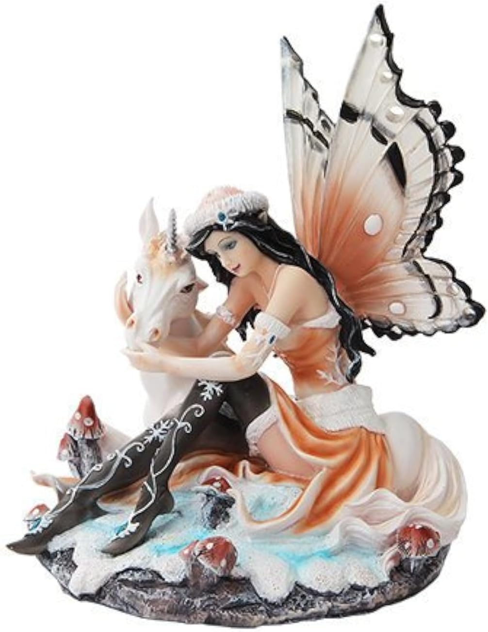 Pacific Trading 7.5 Inch Butterfly Winged Fairy with Magical Unicorn Statue Figurine