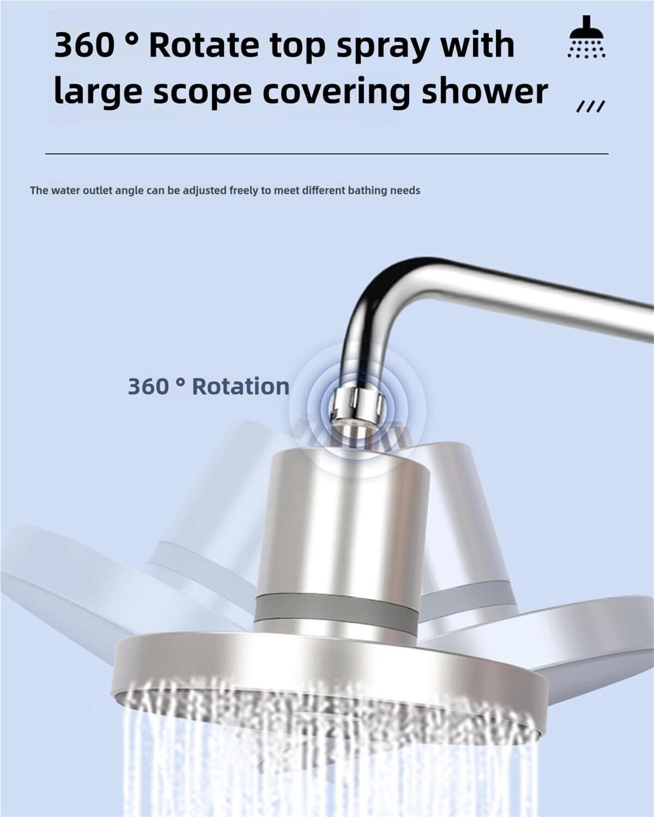 Pommeau de Douche pour Salle de Bain Filtre purificateur pour Douche à Effet Pluie Débit d'eau Puissant et expérience relaxante(Silver)