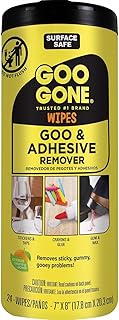 Goo Gone Clean Up Wipes Adhesive Remover - 24 Count - Removes Adhesive Residue Labels Stickers Crayon Tree Sap Gum Masking Tape Glue and More