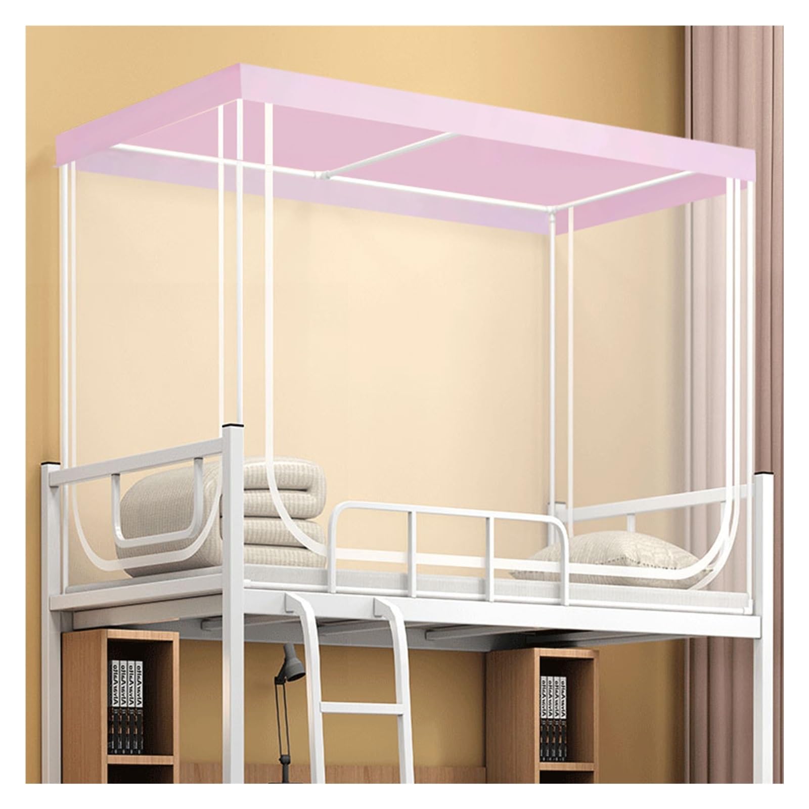 Mosquito net in dormitory, mosquito net with dustproof top, mosquito net, mosquito net bed canopy, for bedroom, dormitory, bunk beds are all available(Pink,80x190cm)