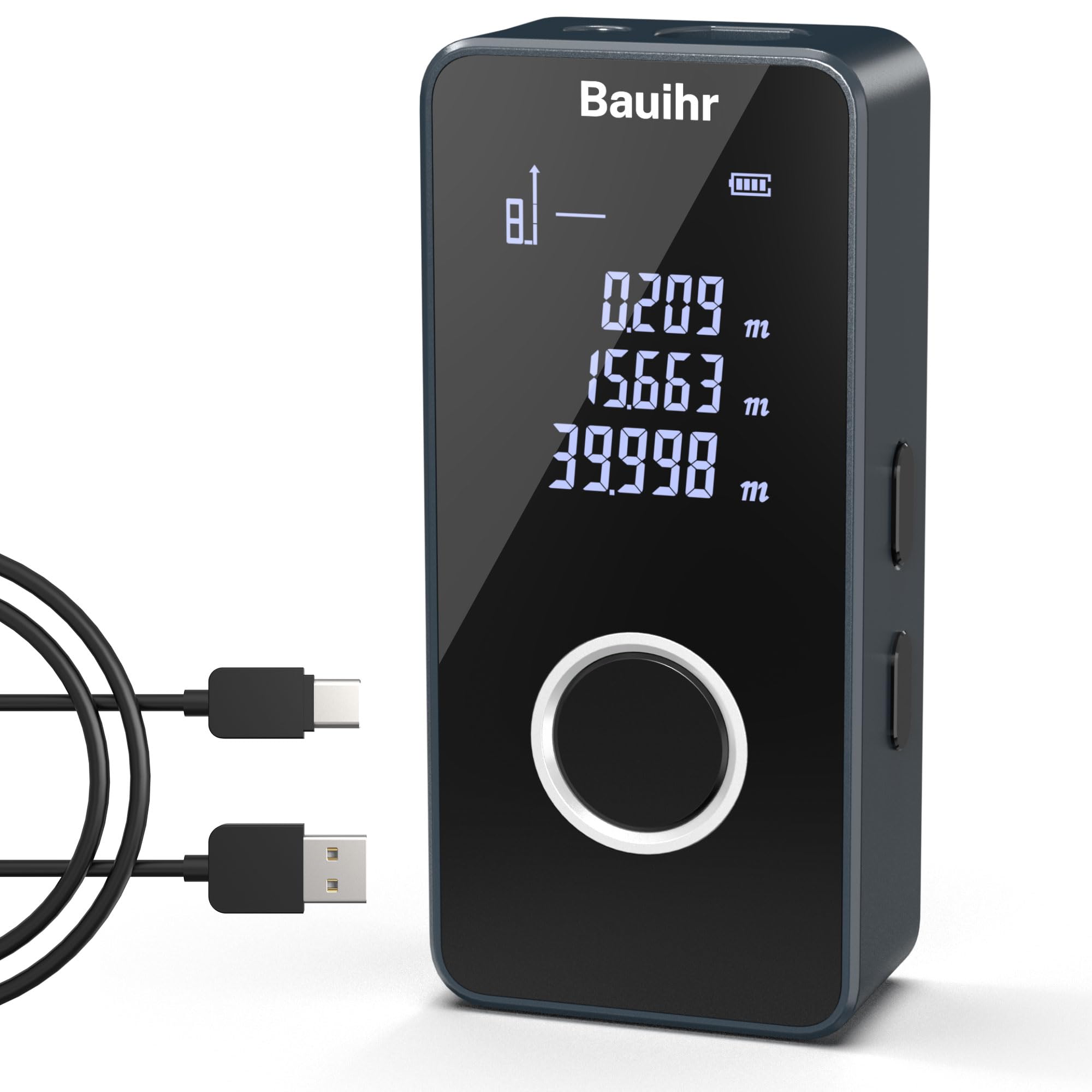 Bauihr Télémètre Laser, 131ft/40m Mini Mesure Laser Portable en Aluminium, Type-C Rechargeable Mesure Laser de Unités Commutables,Pythagore, Mesure Surface et Le Volume