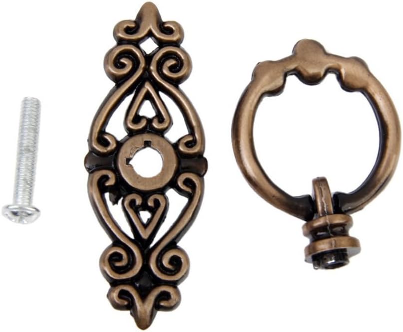 ULTNICE 10pcs Vintage Pull Handle Knobs For Kitchen Cabinet Cupboard Dresser Door With Drawer Ring (Antique Brass)