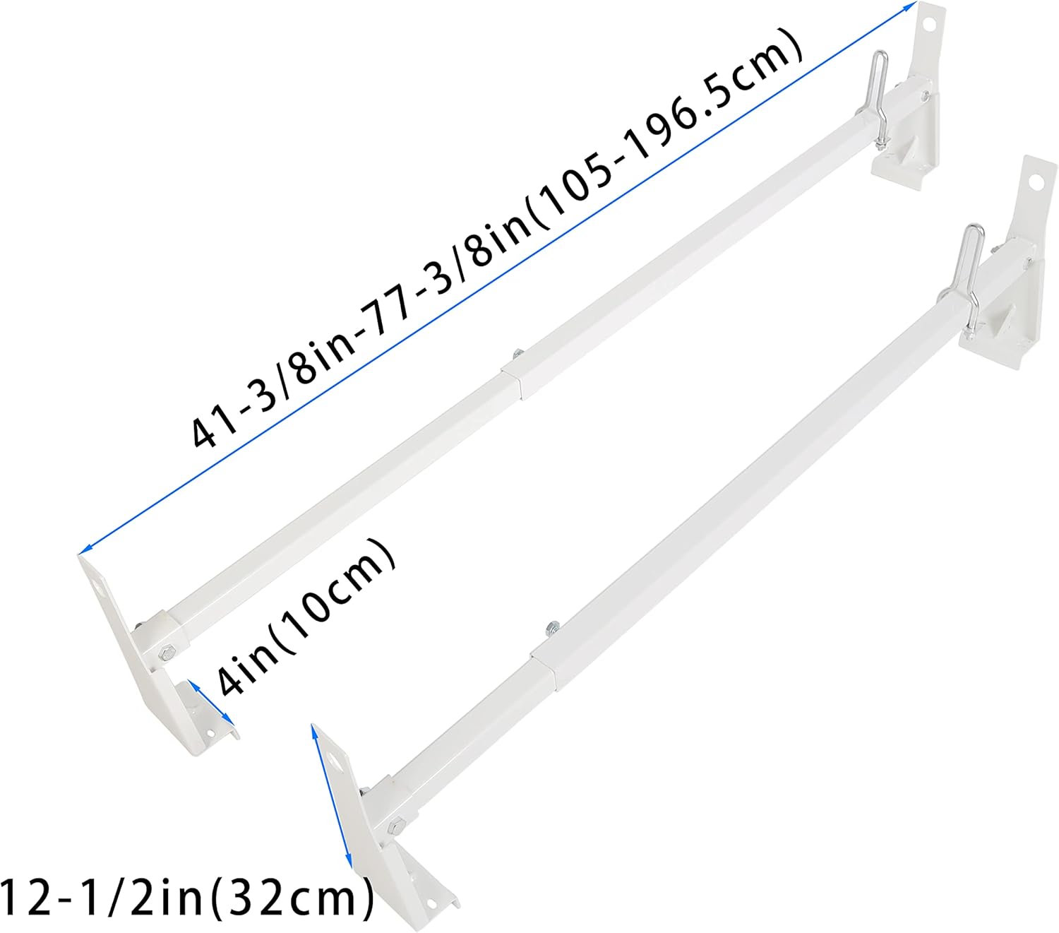 KUAFU Universal 41-77in Cargo Van Ladder Rack Roof Compatible with 2003-2017 Chevy Express GMC Savana 1999-2014 Ford E-Series White Adjustable 700LB