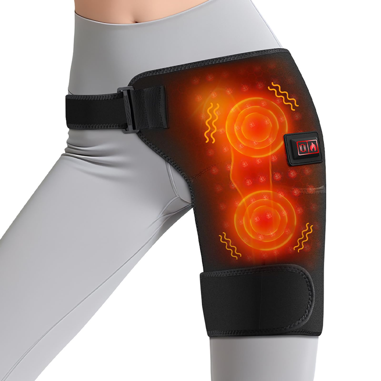 Ceinture Chauffante Pour Hanches, Coussin Chauffant Sans Fil Pour Hanche/Sciatique,3 NiveauxtempéRature Et Mode Vibration,Coussin Chauffant éLectrique Pour Hanche/Cuisse