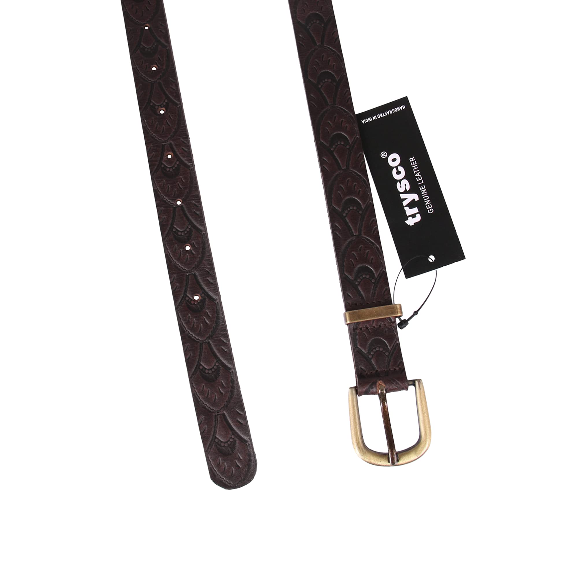 TRYSCO®,HAND CRAFTED Girls & Women Two Tone Genuine Leather Waist Belt for All Purpose ( Width- 23MM / WAIST SIZE 34" / COLOUR- COFFEE BROWN) 3