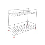 GLUN Stainless Steel 2-Tier Kitchen Countertop Spice Container Organizer Rack: Chrome Finish With Included Shelf Liner For Kitchen, Cabinet, Pantry, Or Office Use