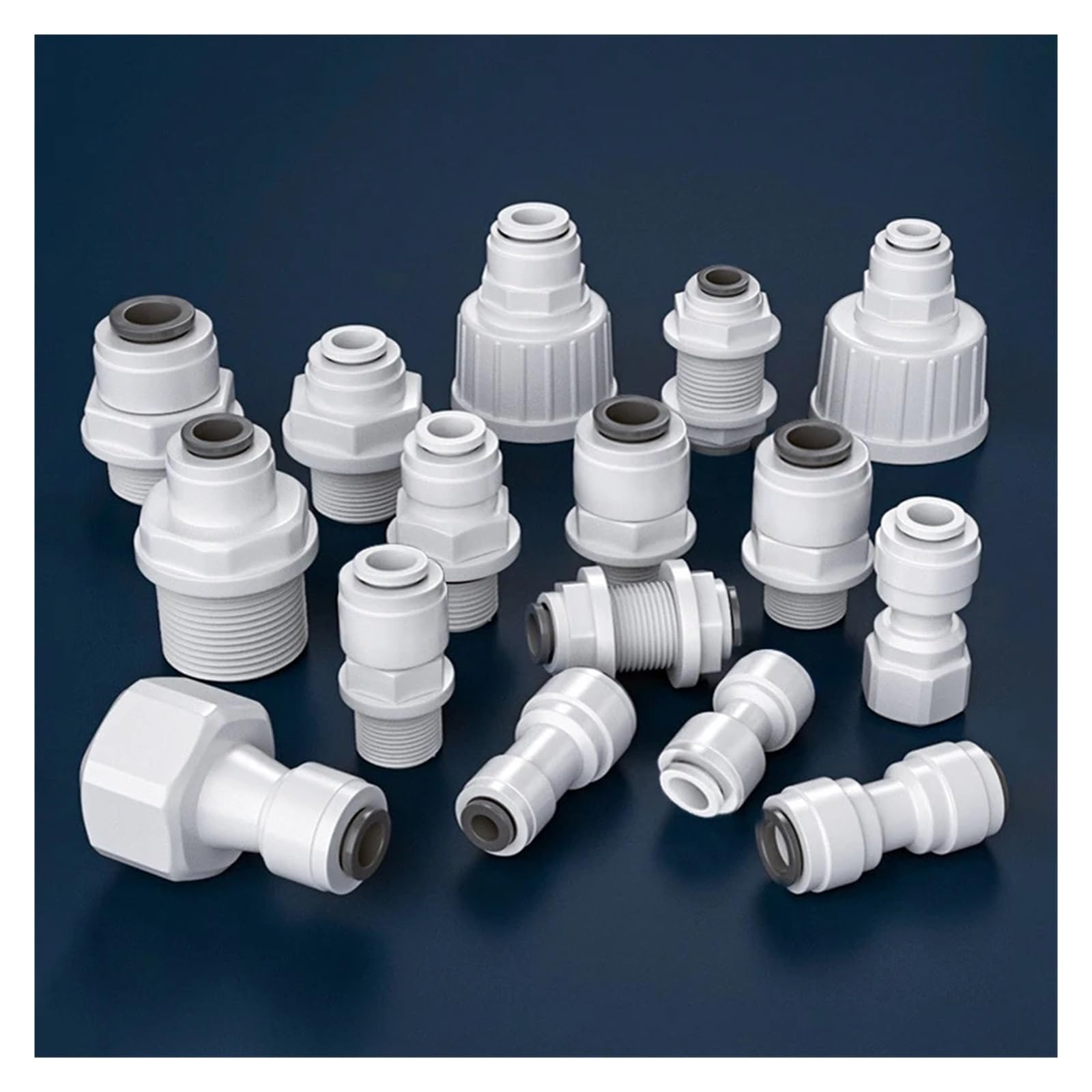Accesorio de agua recto y rápido, manguera de 1/4", conector de acoplamiento con rosca macho-hembra de 3/8", filtro de agua, piezas de ósmosis inversa(JSQMK006,50 pcs)