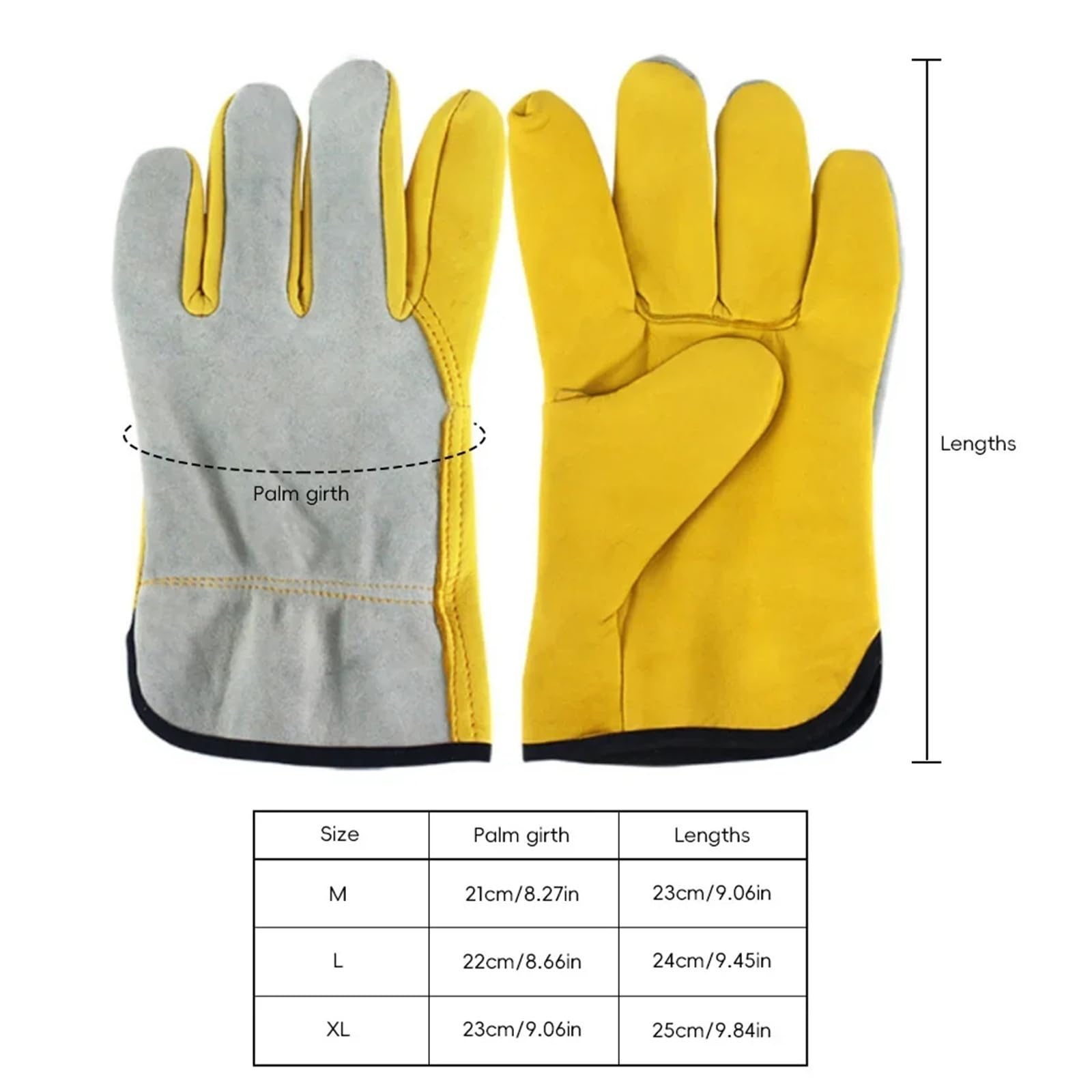 Compatibile con guanti da lavoro edili da uomo Guanti di protezione di sicurezza ignifughi in pelle for saldatura e uso industriale(M)