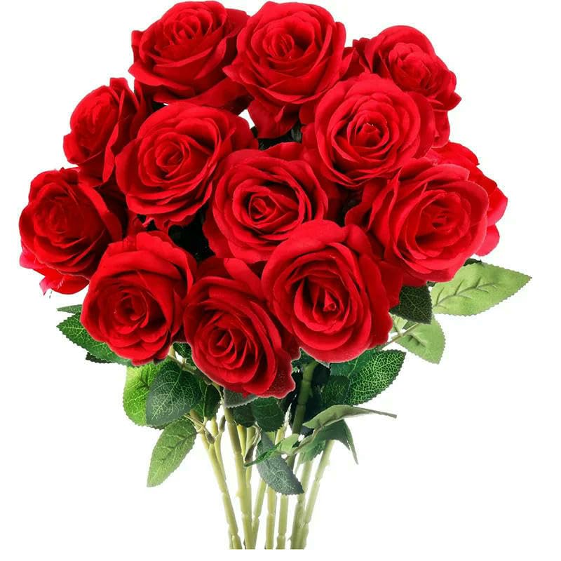 1/5/10/20 Stück künstliche Rosenblumen, Zweig, künstlich, rot, realistisch, künstliche Rose, Hochzeitsfeier, romantische Heimdekoration, Weiß, Dunkelrosa, 20 Stück