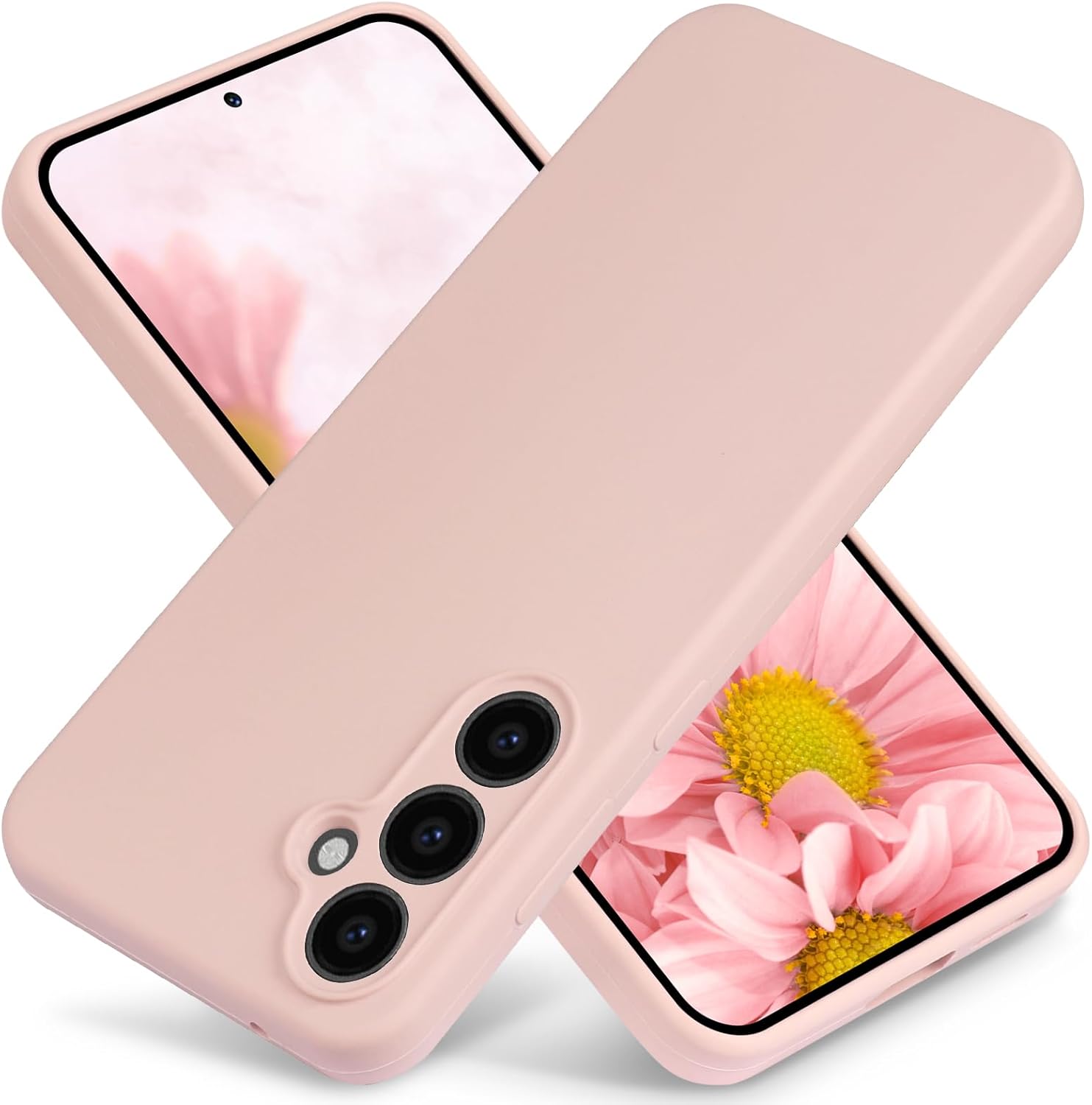 Varikke Compatible with Samsung Galaxy S24 FE Case Liquid Silicone, Skin Touch Gel Rubber Case with Soft Microfiber Lining, Cute Slim Full Camera Protection Phone Cover, 6.7 Inch, Sand Pink