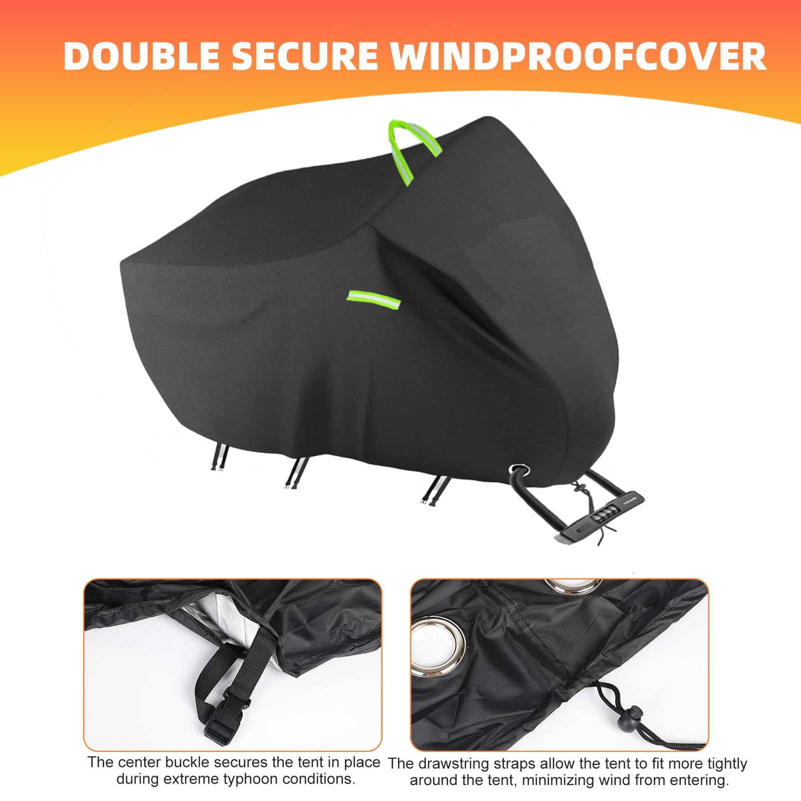 Housse de protection pour tricycle adulte 420D étanche pour tricycle adulte 191 x 77 x 112 cm - Housse universelle durable avec trou de serrure, boucle, bandes réfléchissantes