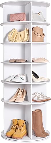 VEVOR Zapatero giratorio de 6 niveles, exhibición de zapatos giratoria de 360, zapatero giratorio de almacenamiento, carrusel redondo, organizador