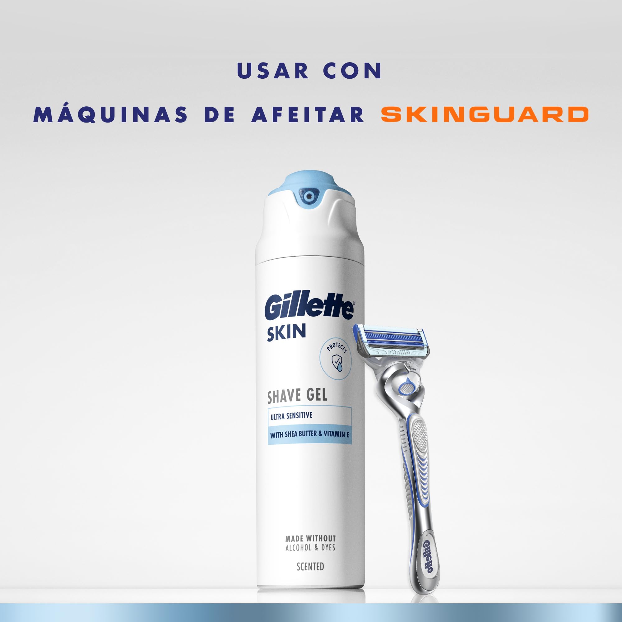 Gillette Skin Ultra Sensitive Gel de Afeitar Hombre para Pieles Sensibles, Pack 6x200 ml - Protege, Alivia Y Refresca El Rostro Durante El Afeitado, con Aroma de Manteca de Karité