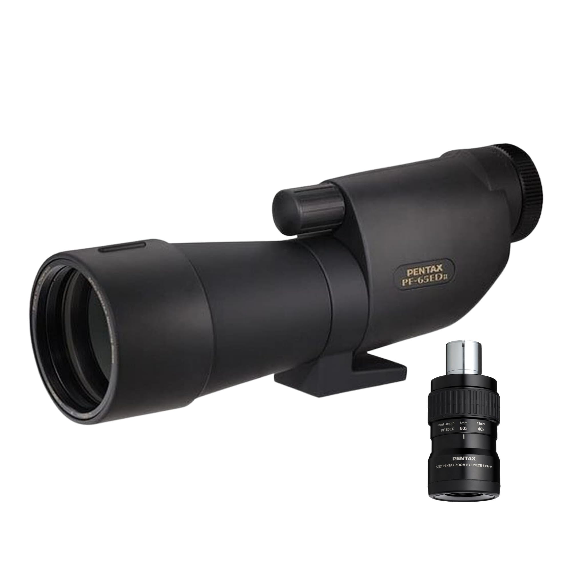 Pentax High-Precision PF-65ED II 65mm Spotting Scope with Extra-Low Dispersion Glass - Ideal for Birdwatching and Target Practice, Compact and Versatile Bundle with SMC 8-24mm Eyepiece (2 Items)