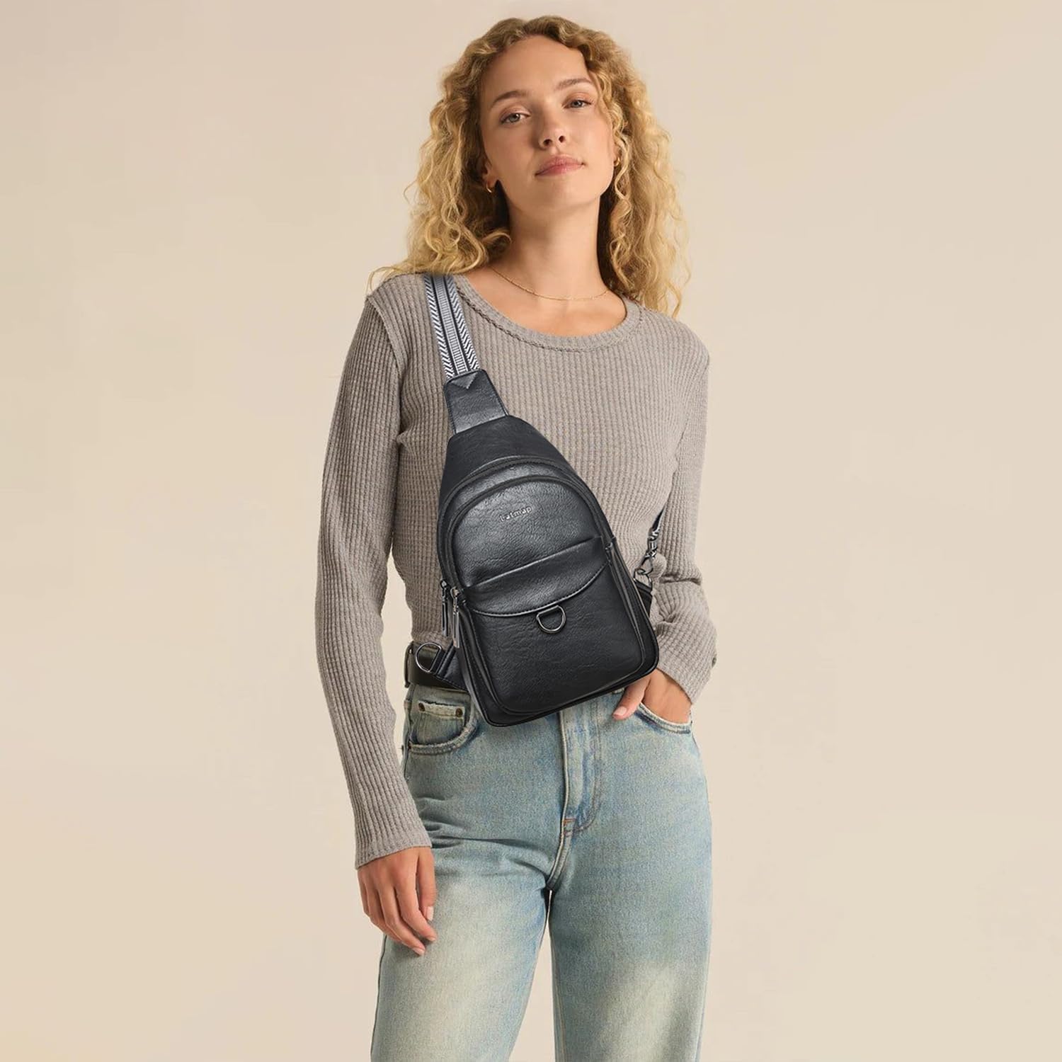 7L Sling Bag for Women Men Crossbody Belt Bag Small Travel Sling Backpack Anti Theft Chest Daypack Purse Faux Leather - Image 3