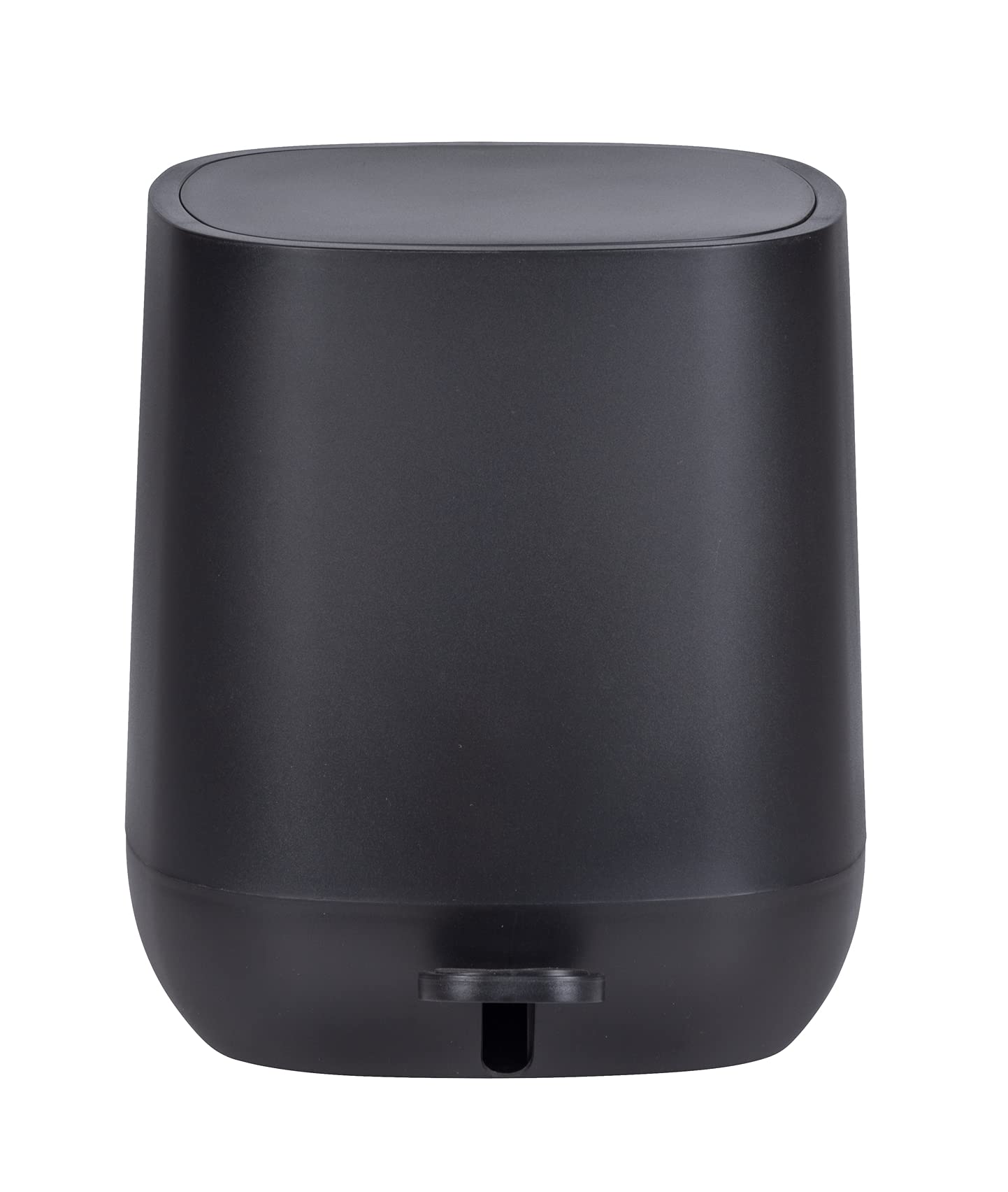 WENKO Treteimer Davos, 5 Liter, puristischer Kosmetikeimer mit Easy-Close Absenkautomatik, 23,5 x 26 x 27,5 cm, Schwarz matt & WC-Garnitur Badi Schwarz, hochwertige Keramik mit Matter Oberfläche