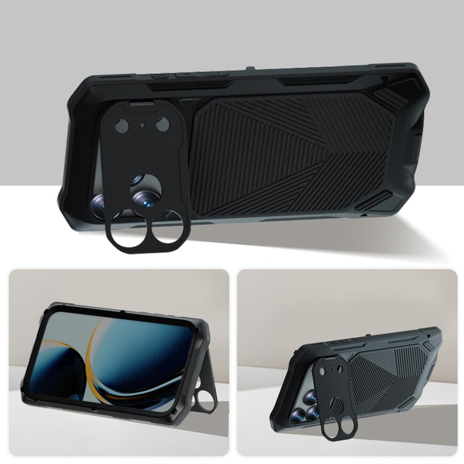 Etui na iPhone 17 Pro Max/17 Pro/Air/17, metalowa obudowa, ochrona aparatu, podpórka, odporna na wstrząsy powłoka (srebrny, 17 Pro)