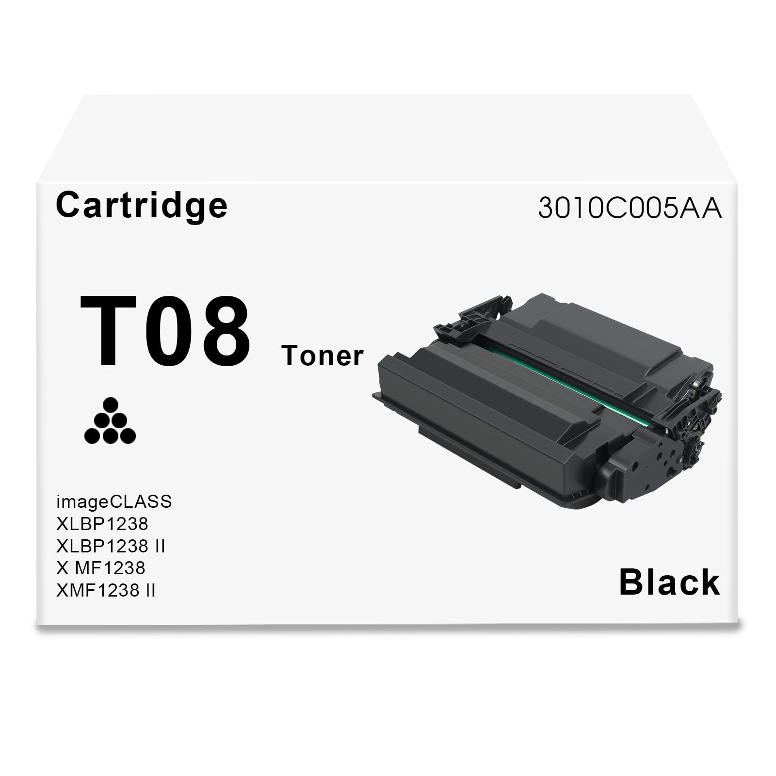 T08 Toner Cartridge Black Compatible with Canon 3010C005A T08 Toner use for Canon ImageCLASS LBP1238 MF1238 XMF1238 MFP XLBP1238 Printer