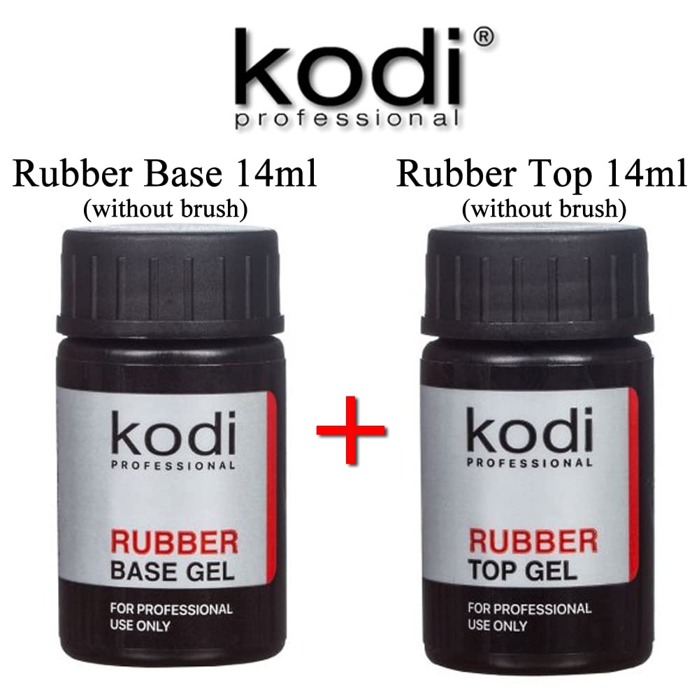 Kodi Professional SET 2in1 Rubber BASE 14ml. (0.49oz) + Rubber TOP 14ml. (0.49oz) Gel LED/UV Nail Polish Coat Soak Off Original