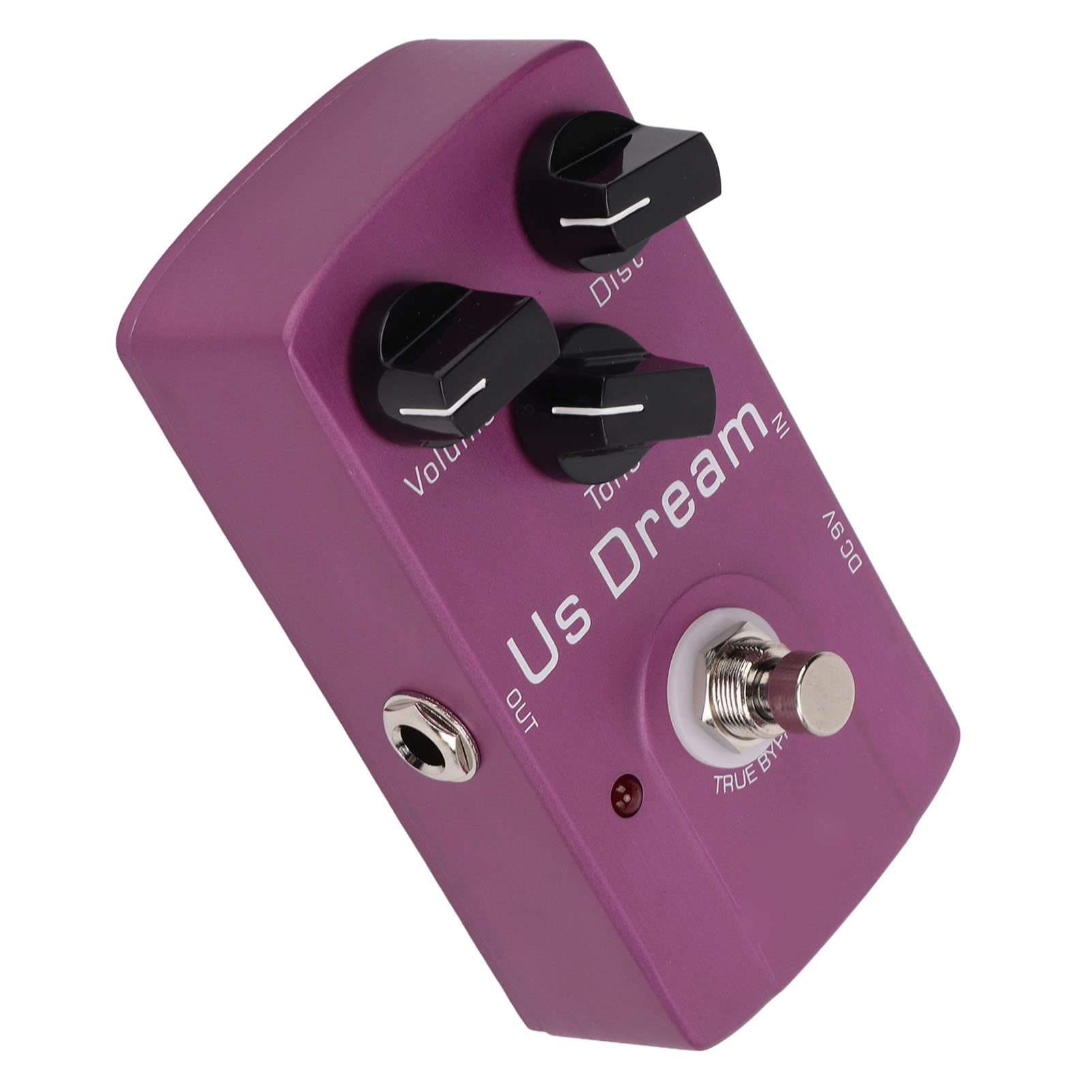 Drfeify Pedał Gitarowy Distortion, Metalowa Konstrukcja, Analogowy Efekt Distortion z True Bypass do Gitar Elektrycznych, Zasilacz Błyskowy LED dla Muzyków Rockowych
