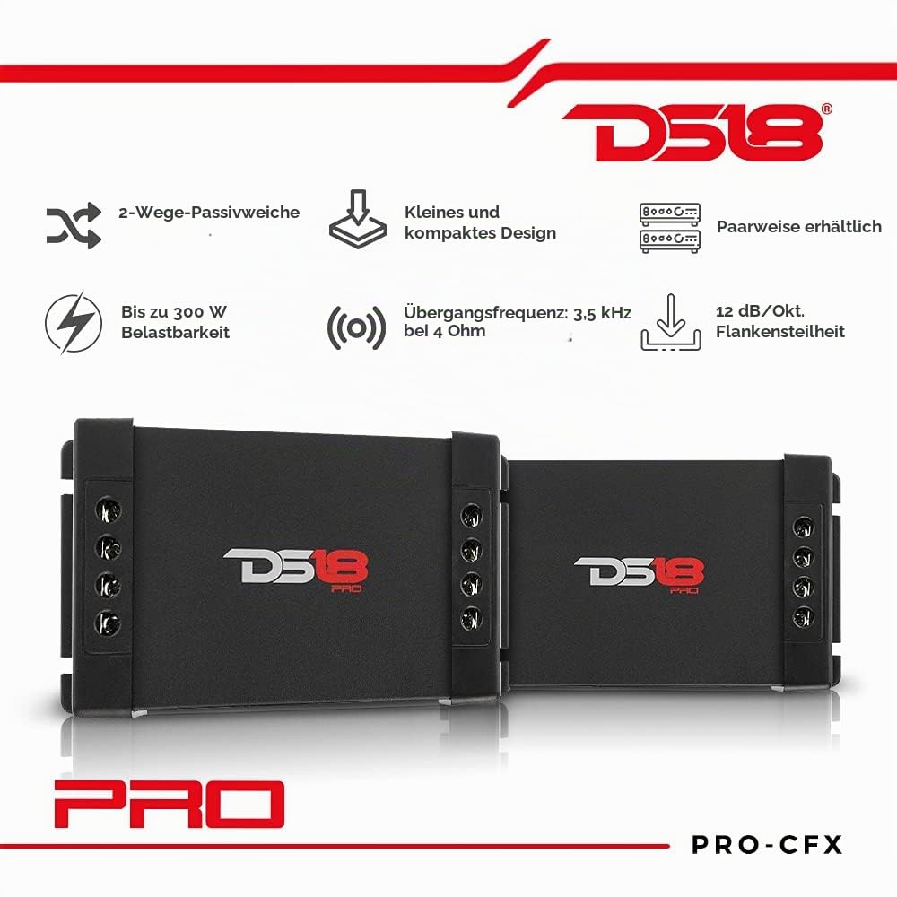 DS18 PRO-CFX 2-Wege-Autoradio-Passiv-Frequenzweiche, 300 Watt, für Hochtöner und Mitteltöner (2 Stück)