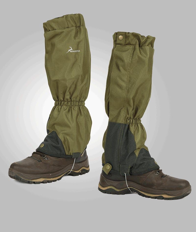 KONUSTEX Ergo Ghette Verde Impermeabili Anti-Rovo – Taglia Unica, Resistenti e Impermeabili per Trekking e Neve, con Cavo di Acciaio Regolabile e Elastico Antiscivolo