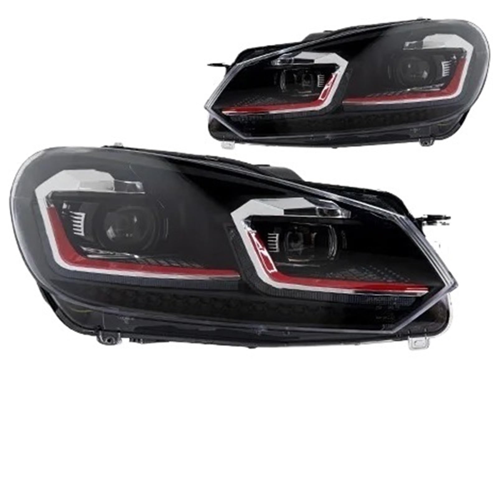 Conjunto Faros Faro para VW para Golf6 para Golf 6 MK6 Faro 2009-2012 R20 para GTI Faro para DRL Lente De Proyector Accesorios Automotrices Luces De Coche Conjunto Faro Coche(G*TI Red One Set)
