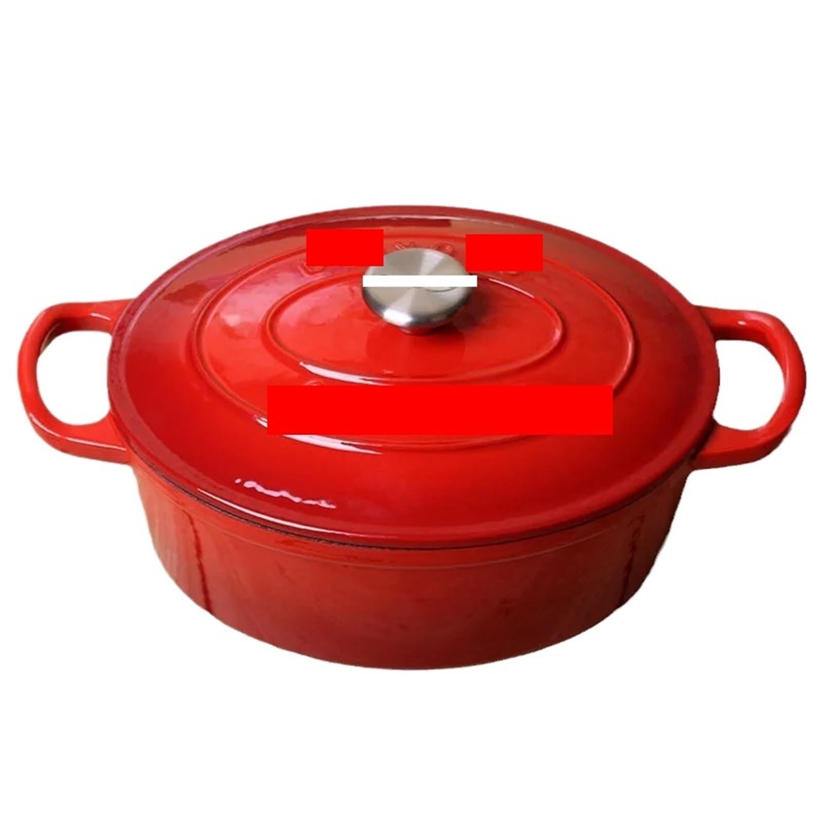 Olla De Hierro Fundido Horno ovalado de hierro fundido esmaltado 28 cm for estofar, asar, hornear pan, cacerola 5 l, utensilio cocina, cazuela(Red)