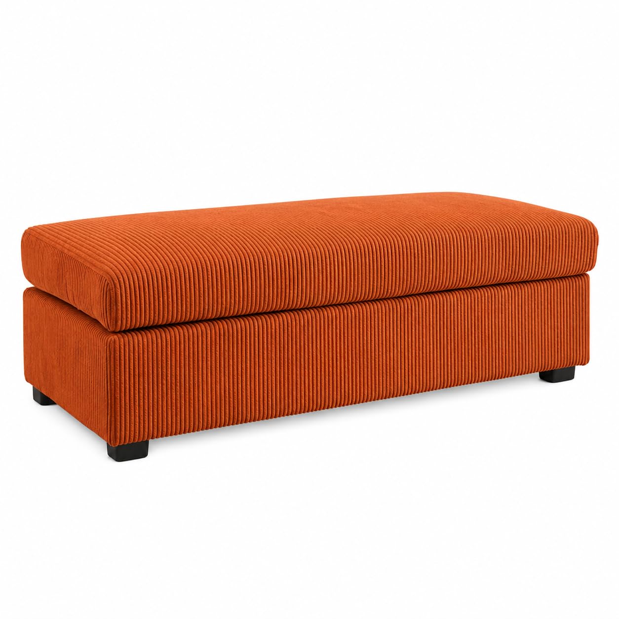 SofaSelection Jumbo Cord Large Footstool — Lounger Filler for U-Shape Sofas or Standalone Ottoman, Memory Foam Top, Machine-Washable Cover, Birch Frame, UK Made (Orange, Footstool) — image 1