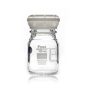 BOROSIL PUREGRIP 1501024-FLS Transparent Reagent Bottles with GL45 Screw Cap, 500 mL, 500 fl. oz., Borosilicate GLASS  0