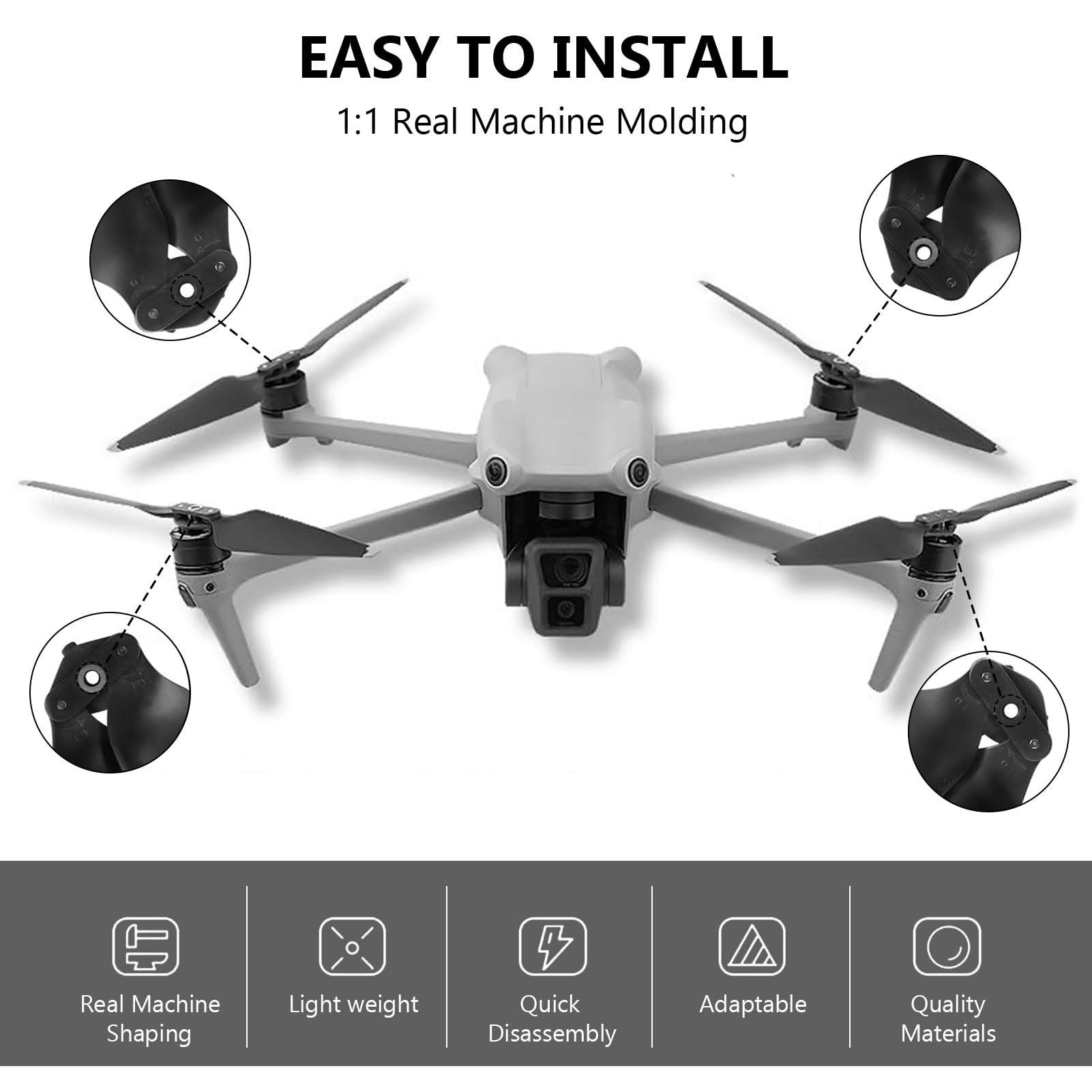 Air 3 Eliche, 8 Pezzi Eliche Air 3 con Design a Sgancio Rapido, Air 3 Accessori per Sostituzione Drone, 8747 Eliche per Air 3 Drone (Argento)