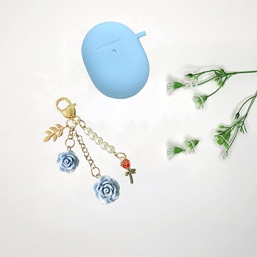 Miniatura 7 de Funda para Google Pixel Buds Pro con llavero, bonita funda de silicona para Pixel Buds Pro, funda de carga protectora con mosquetón de flores,